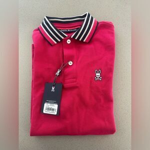 Brand New With Tag! Psycho Bunny Kids Walter Pique Red Polo Short Sleeve Large